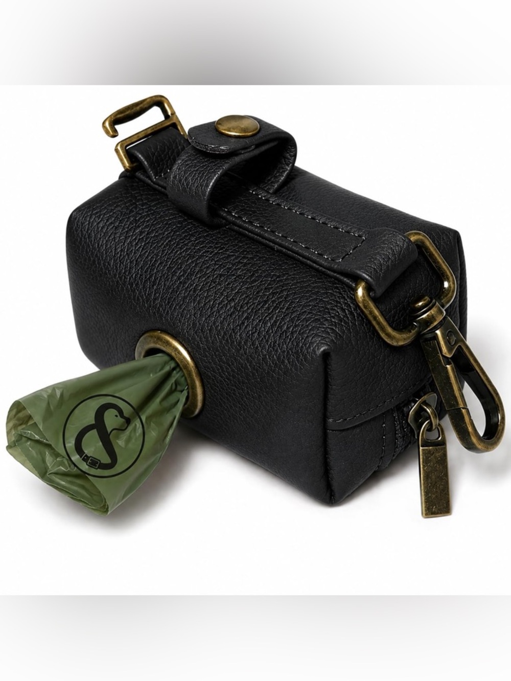 Leather Dog Waste Bag Holder - Black